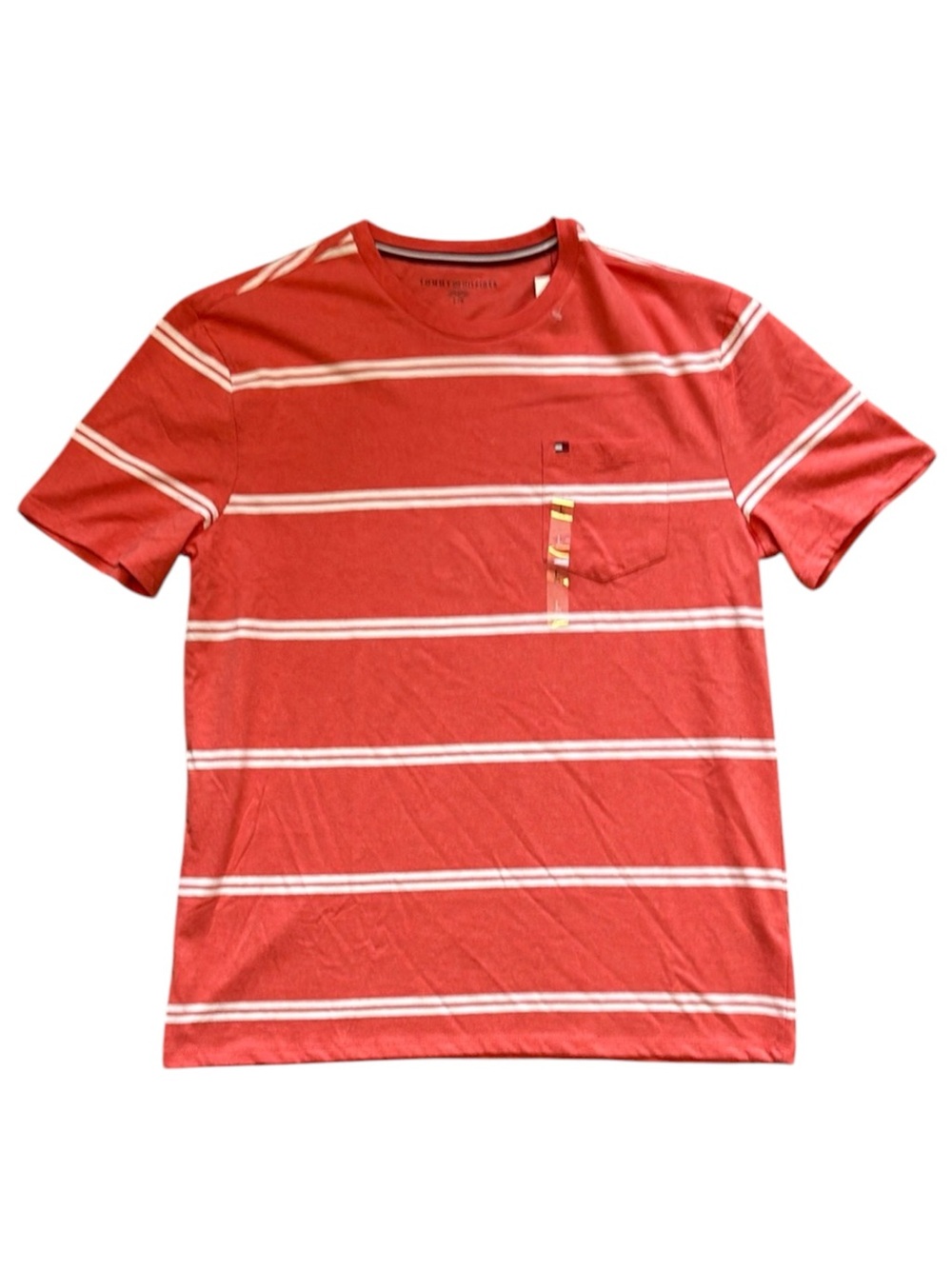 Tommy Hilfiger Men's Orange-Red Striped Shirt